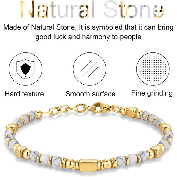 Gold & Grey Boho Beaded Bracelets for Women Trendy Jewelry Gifts for Lover, Mom - Picture 5 of 7